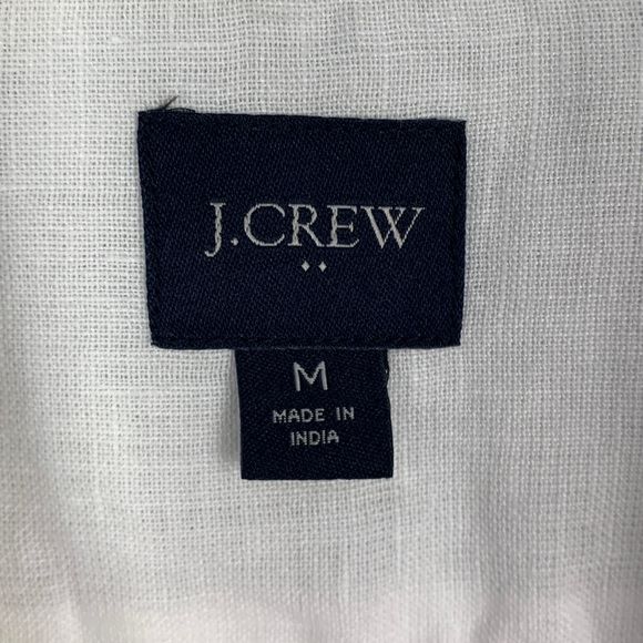 J. Crew Factory White Linen Blend Casual Camp Shirt - Picture 5 of 7